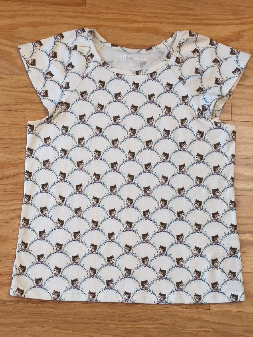 Uniqlo + Paul & Joe Cap Sleeve Cat Print Tee Size 11/12 EUC